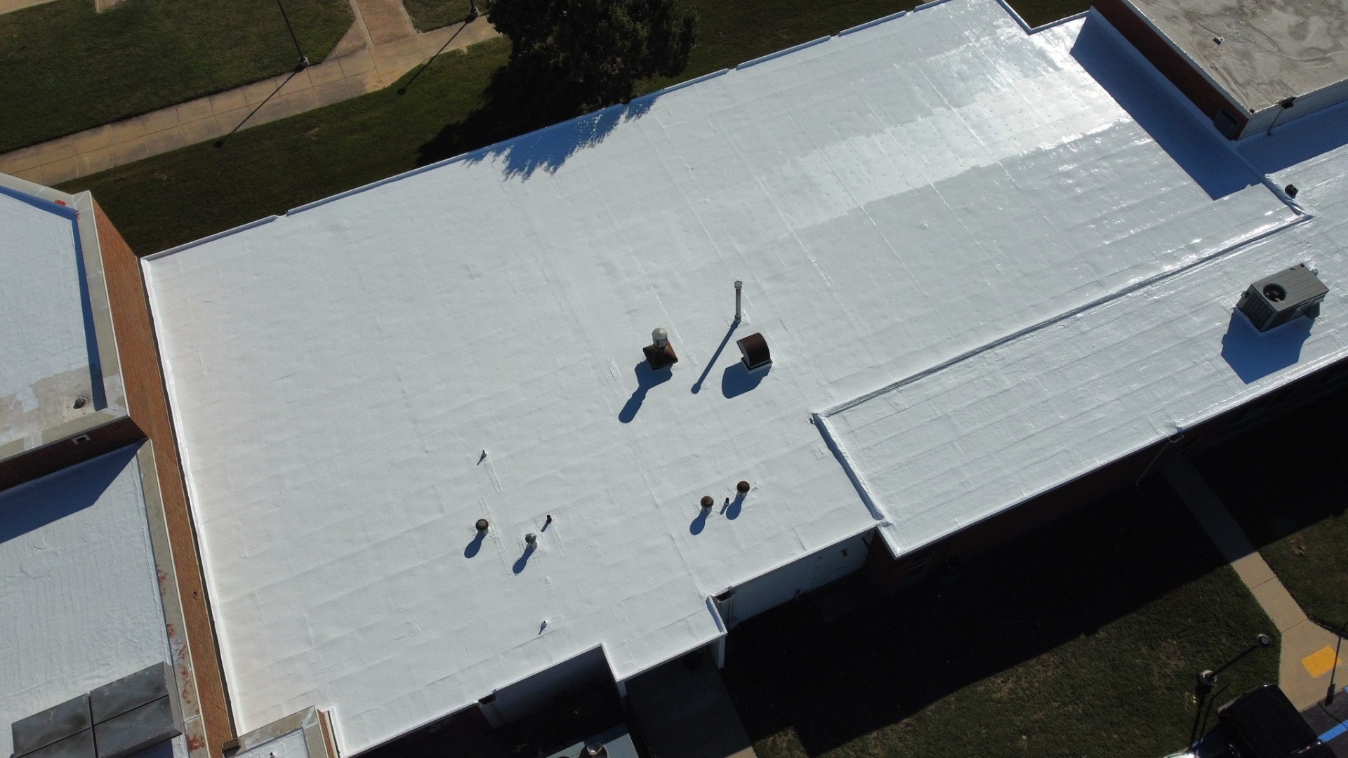 Commercial coating aerial — school or institutional building